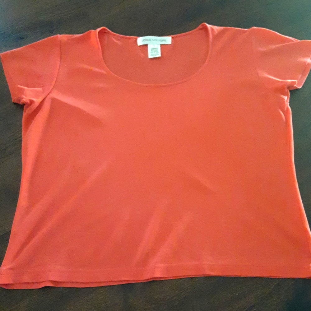 Jones New York Vibrant Coral Silk Blouse